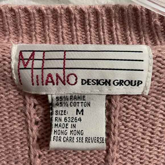 Vintage Milano Design Group Pointelle Knit Button Cardigan Size M Pink 1… - Picture 7 of 8